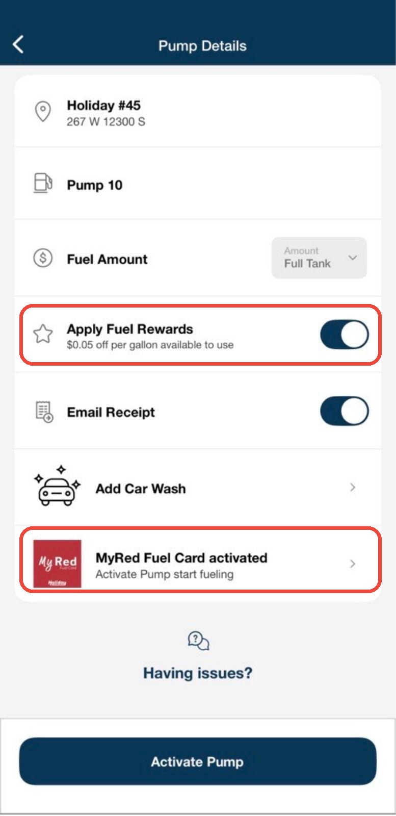 Holiday Oil app screen 5: Check your details